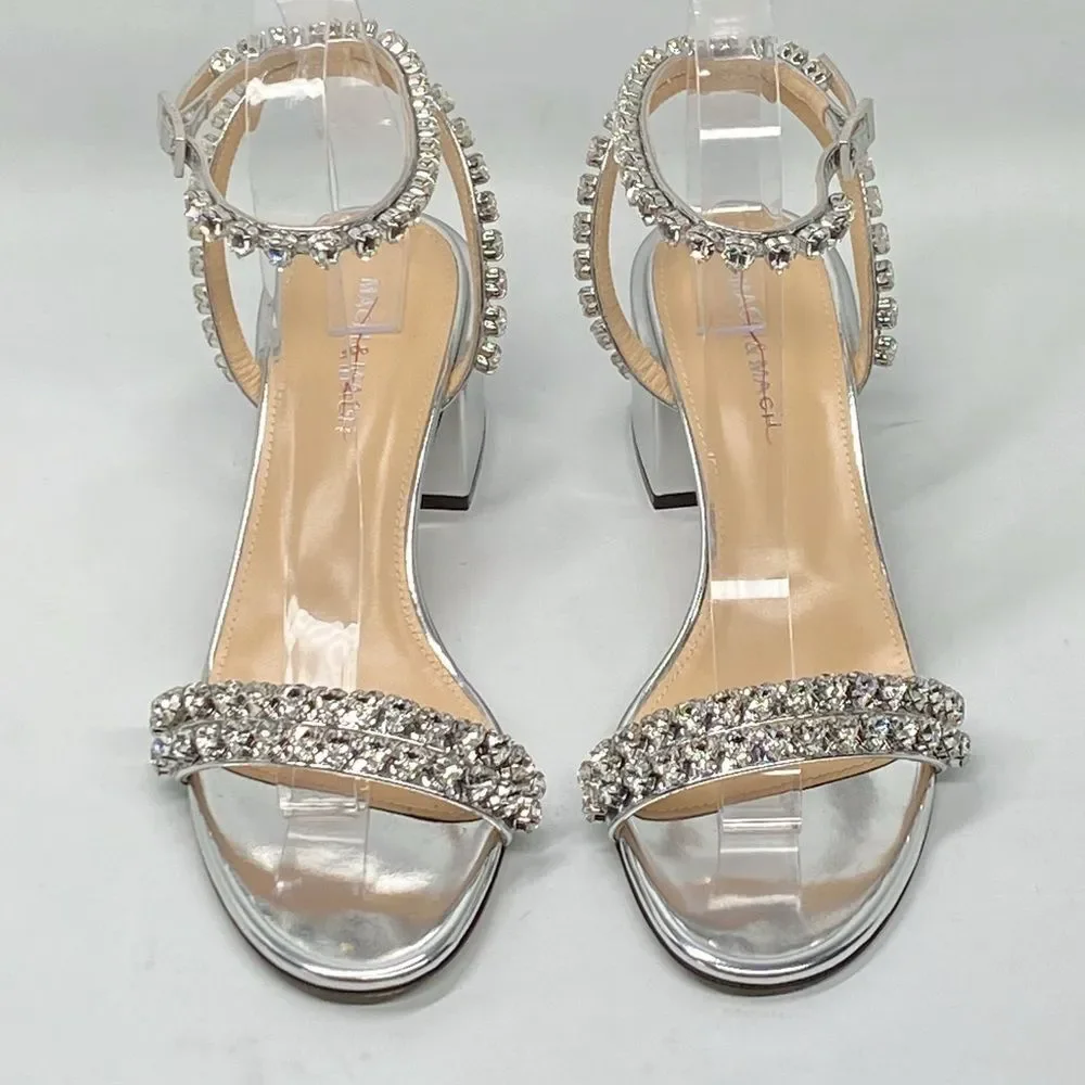 Mach & Mach Audrey Embellished Metallic Leather Ankle Sandals size 38